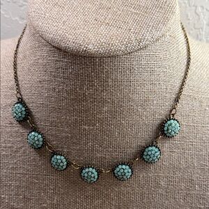 Yochi Aqua Turquoise Floral Cluster Necklace